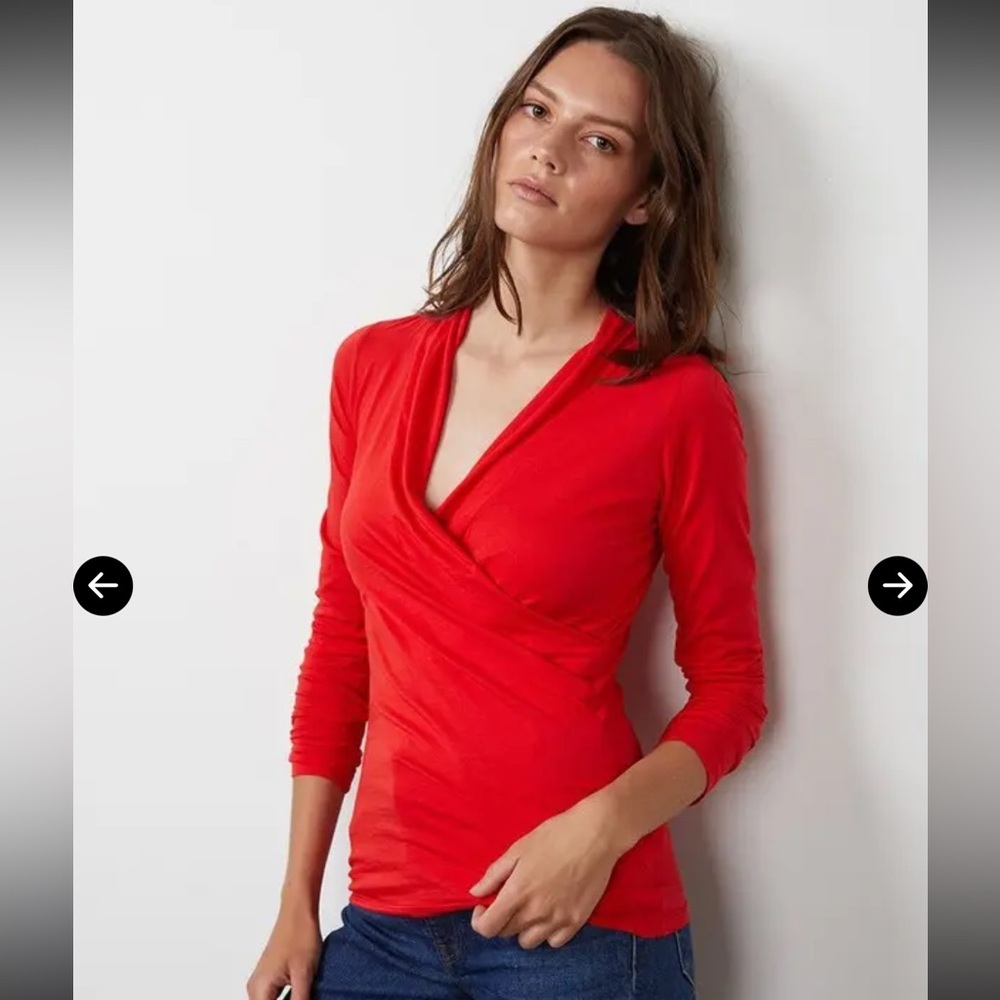 Velvet by Graham & Spencer Mari Draped Red Blouse Size XL